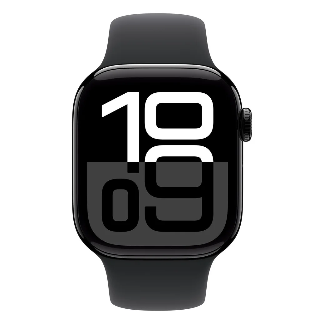 APPLE Watch Series 10 Cellular - 42 mm Jet Black Aluminium Case with Black Sport Band, S/M